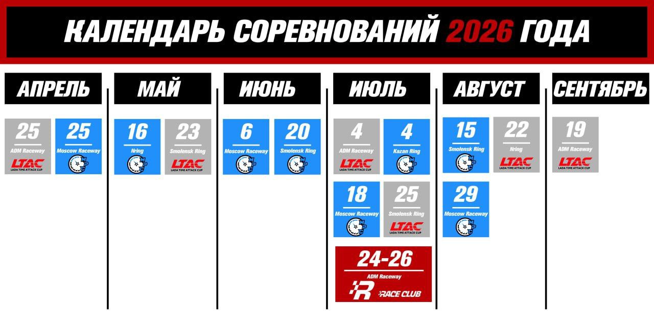 Опубликован календарь Time Attack на лето 2026